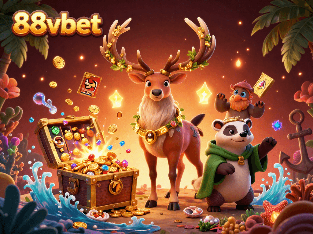 Engage with immersive slot gaming at 88vbet, featuring vibrant symbols and treasure elements.