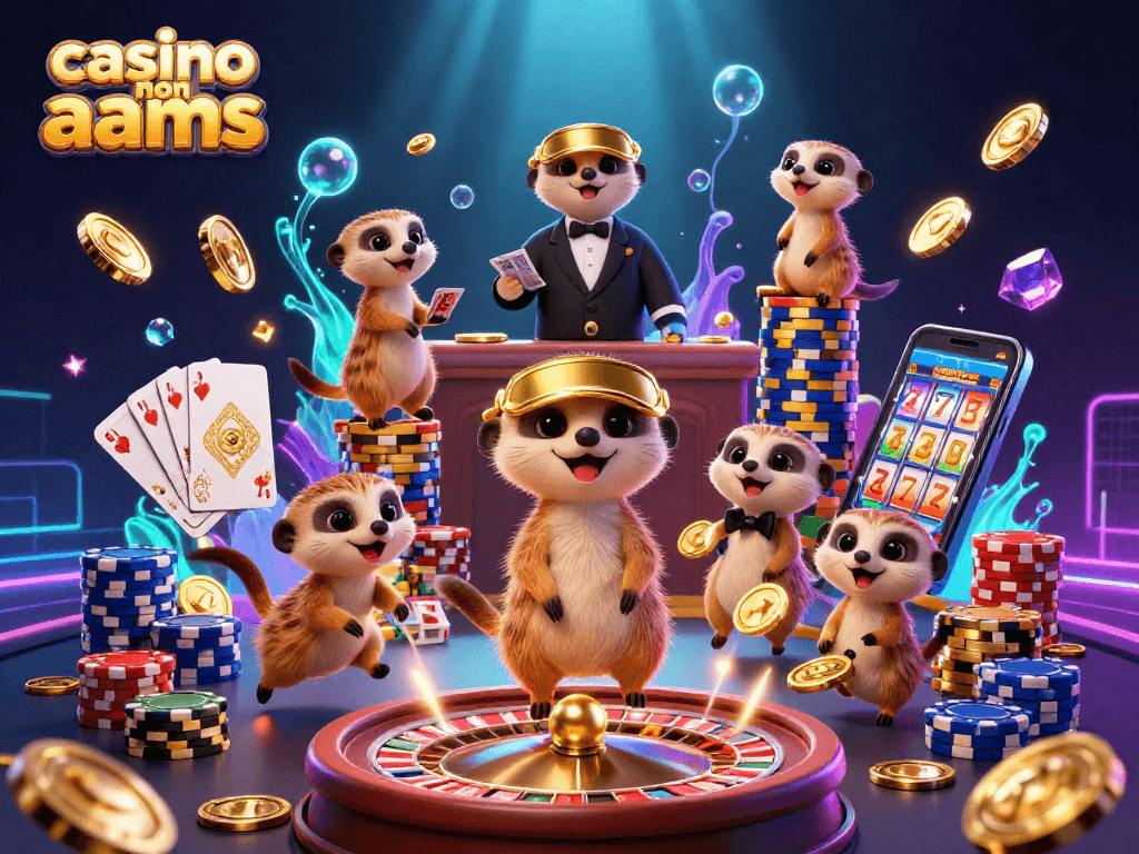 Rivivi l'emozione del casino non AAMS con un'illustrazione di un gruppo di suricati in un ambiente vivace e dinamico.