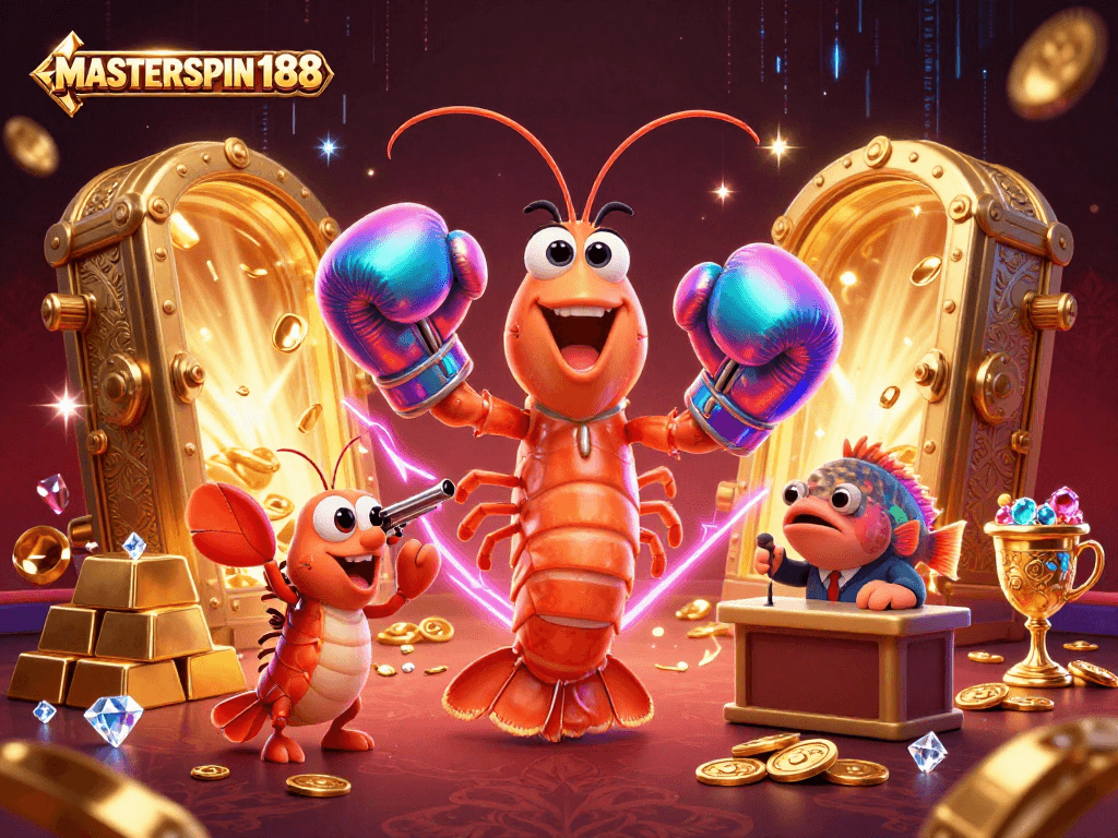 Experience dynamic gameplay and exciting wins with MASTERSPIN188 in vibrant casino artwork.