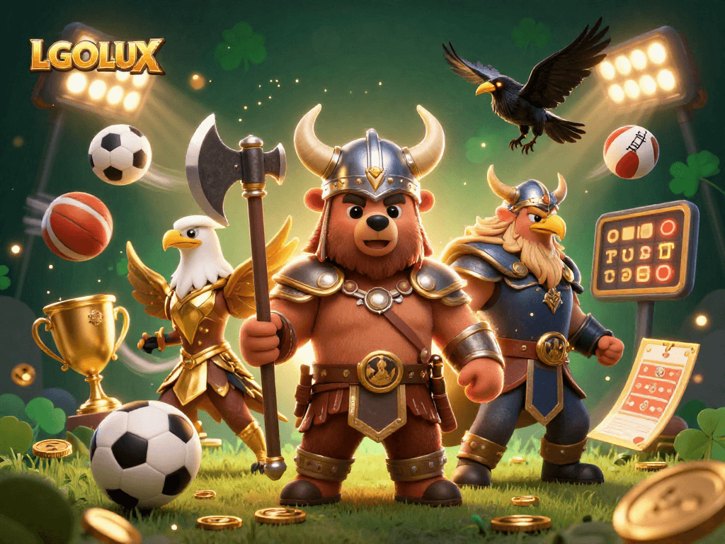 Engage with LGOLUX as a Viking bear and Valkyrie eagle conquer the sports betting arena.