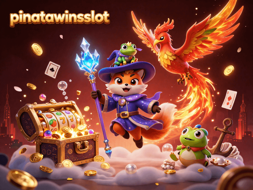 Experience thrilling gameplay with pinatawinsslot, featuring a magical wizard fox and vibrant slot elements.