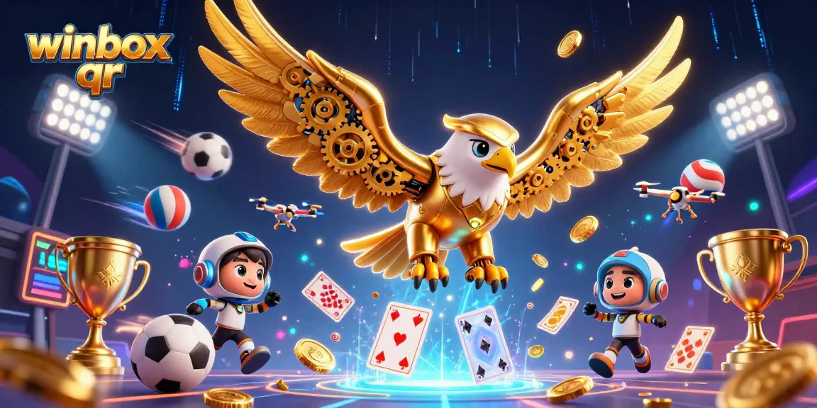 Experience excitement with winbox qr as a golden eagle soars through dynamic sports-themed illustrations.