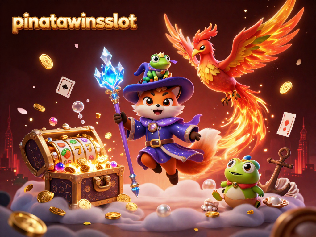 Experience thrilling gameplay with pinatawinsslot, featuring a magical wizard fox and vibrant slot elements.