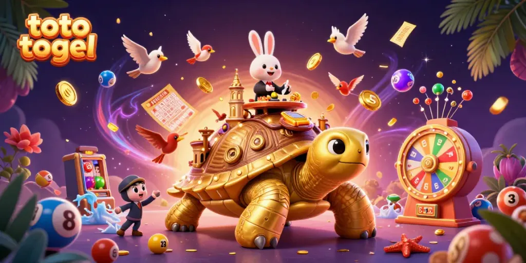 Experience the excitement of toto togel with a vibrant scene of luck and fortune in this casino-inspired illustration.