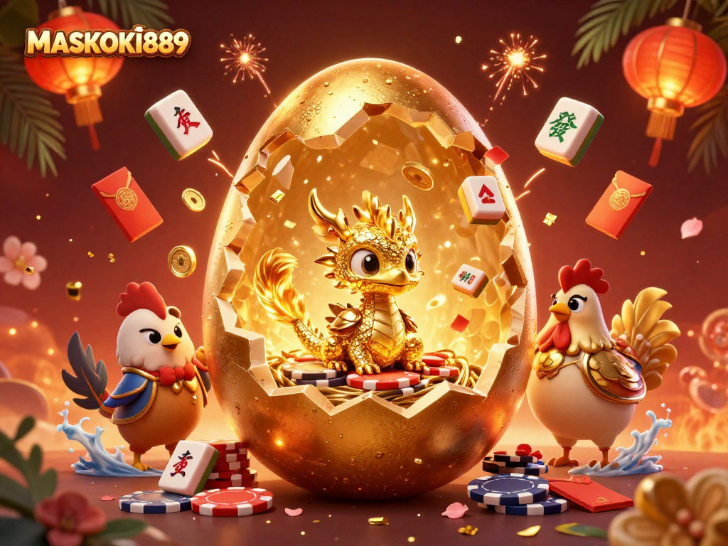 Engage in thrilling games with MASKOKI889 featuring extravagantly designed characters and vibrant casino elements.