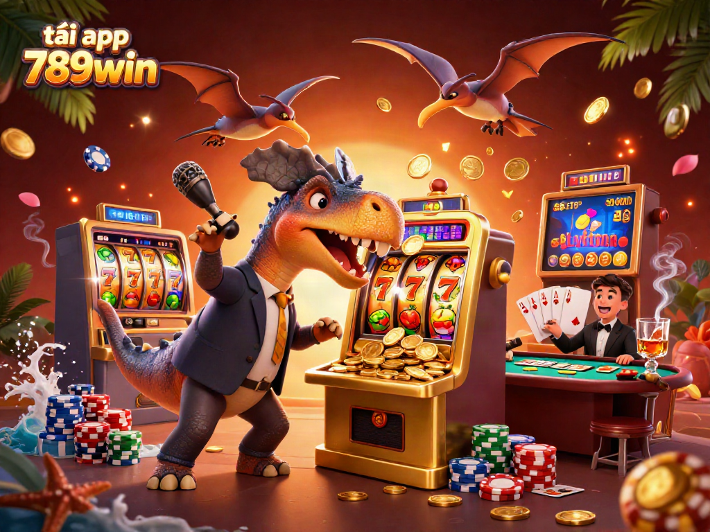 Catch the excitement with tải app 789win as a dinosaur headbutts a slot machine for jackpots!