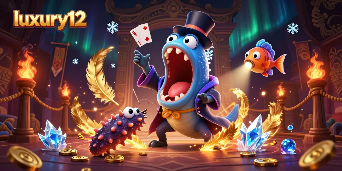 Experience the luxury12 casino magic with vibrant sea creatures performing tricks among gold coins and ethereal lights.