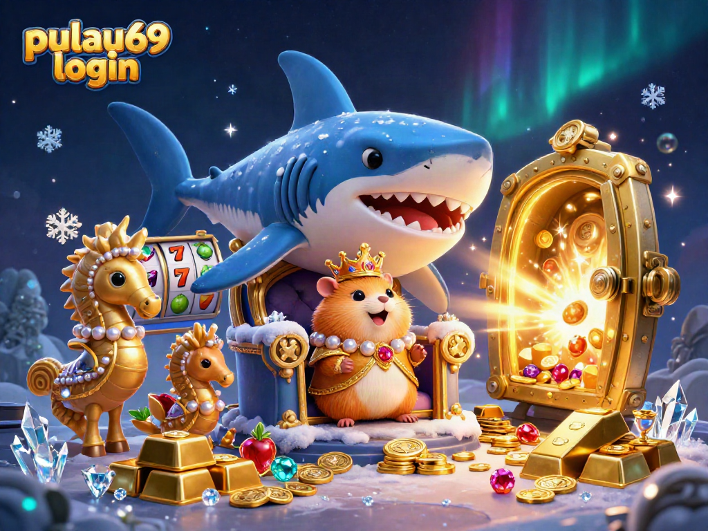 Engage with pulau69 login through thrilling casino adventures featuring a golden hamster king and treasure.