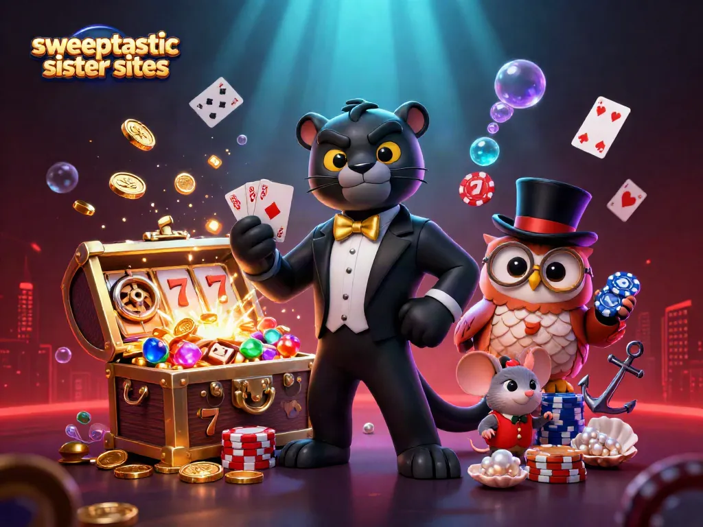 Explore top Sweeptastic sister sites with vibrant casino elements and engaging gameplay.
