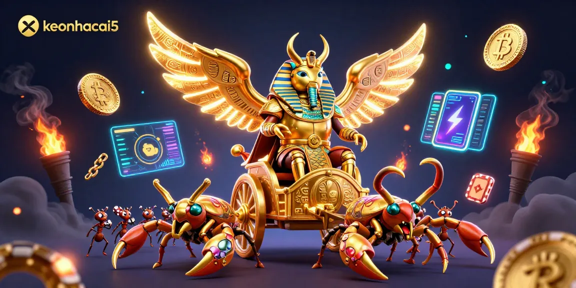 Engage with keonhacai5's thrilling 3D casino adventure featuring a golden beetle and crypto elements.