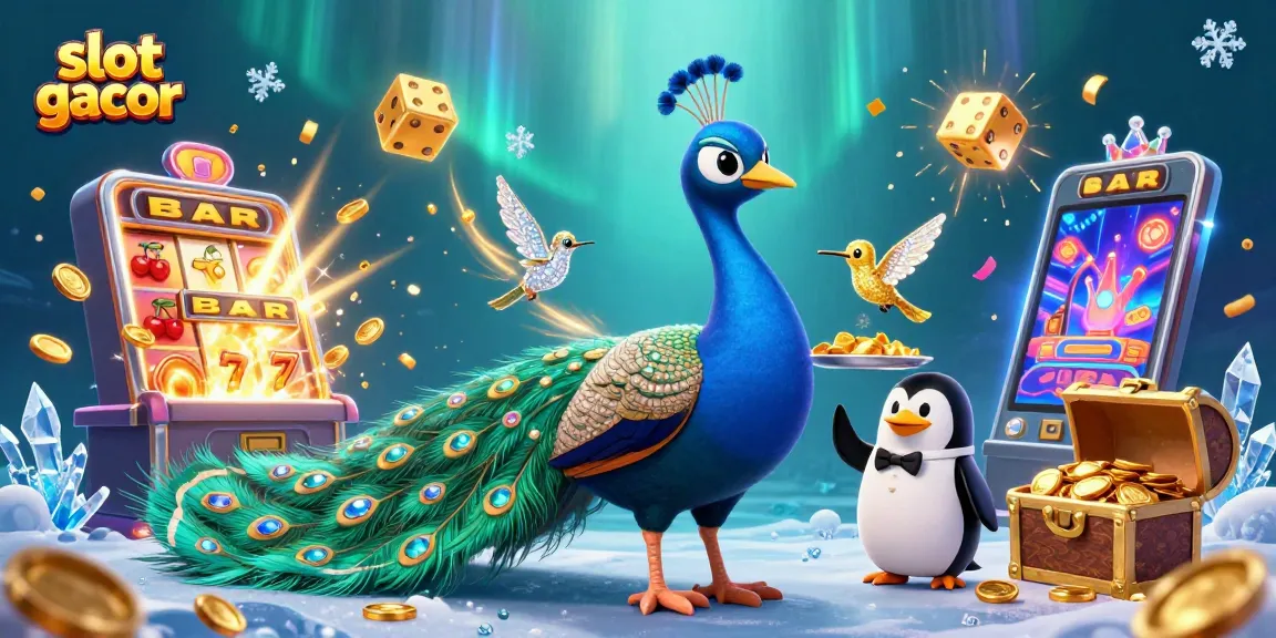 Mainkan slot gacor dengan ilustrasi kasino mewah, menampilkan karakter unik dan elemen permainan.