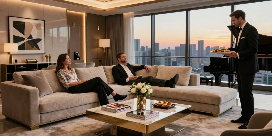 Pengalaman gaya hidup LUXURY 111 dengan pasangan di ruang tamu modern yang elegan.
