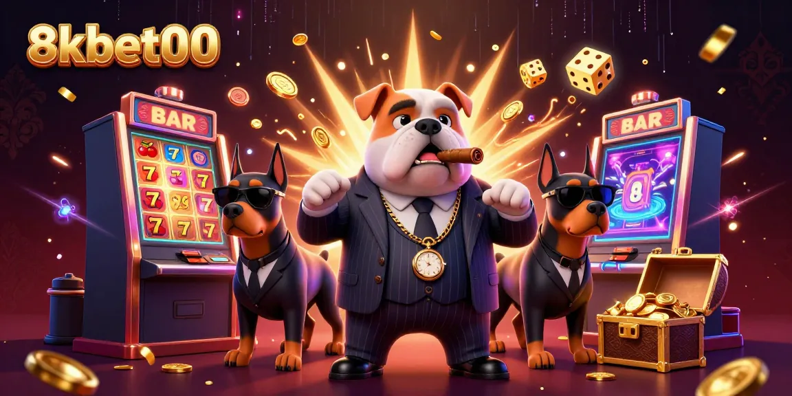 Experience the excitement with 8xbet00's mafia-themed casino scene featuring hit characters and action elements.