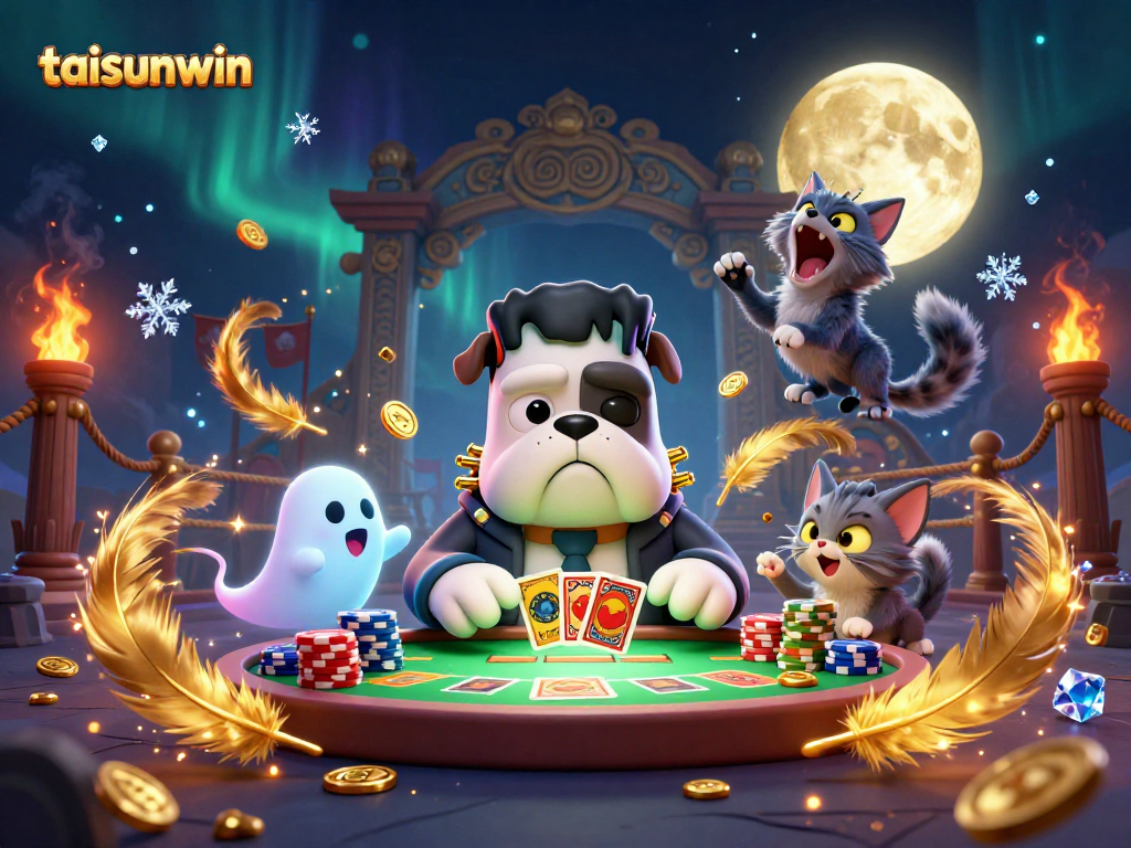 taisunwin capturing the thrill of gambling with a playful 3D casino scene featuring whimsical characters.
