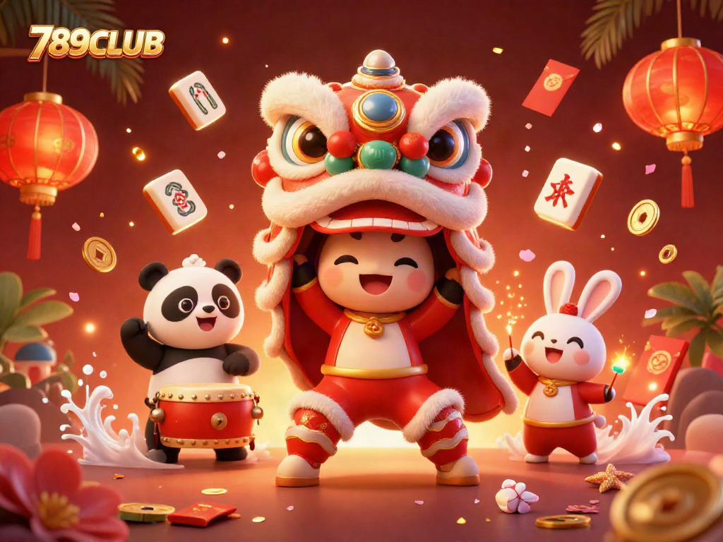 Experience thrilling games at 789CLUB with a colorful illustration featuring dynamic gaming elements.