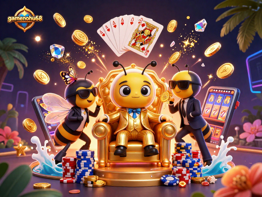 Experience thrilling gaming with gamenohu68 as a bumblebee mob boss presides over a lavish casino realm.