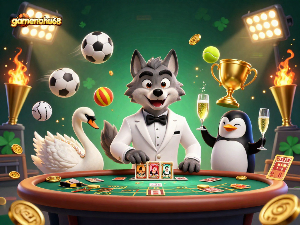 Experience thrilling bets with gamenohu68 while engaging with elegant casino characters in a vibrant scene