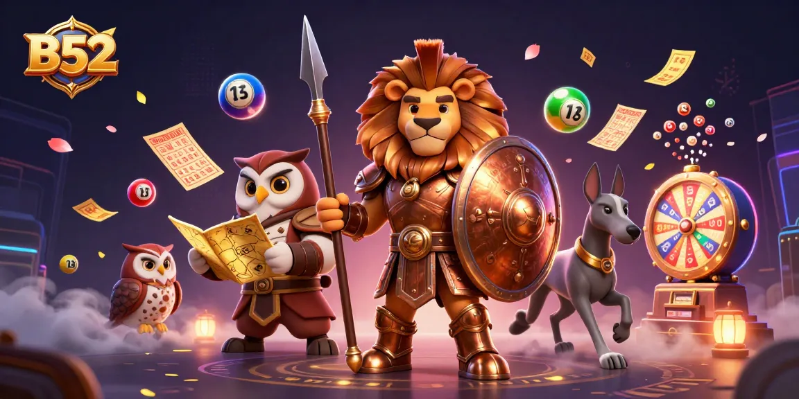 Experience thrilling B52 gaming with a Spartan lion, tactical owl, and greyhound in action.