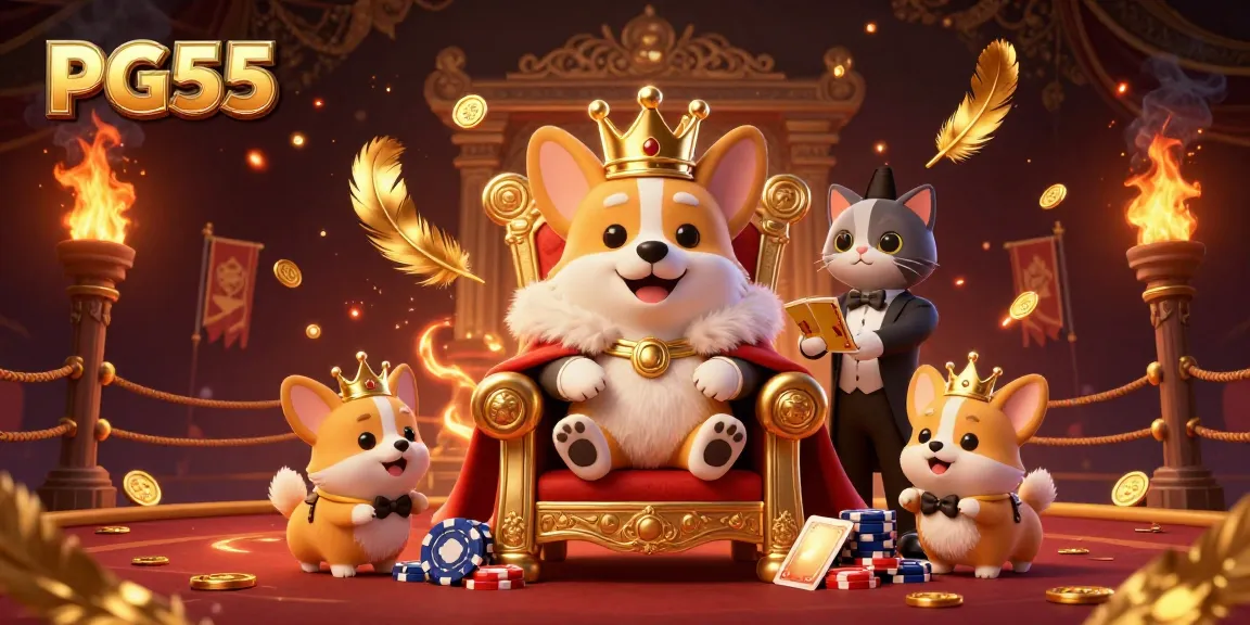 Engage with PG55's thrilling royal corgi casino scene full of excitement and luxury!