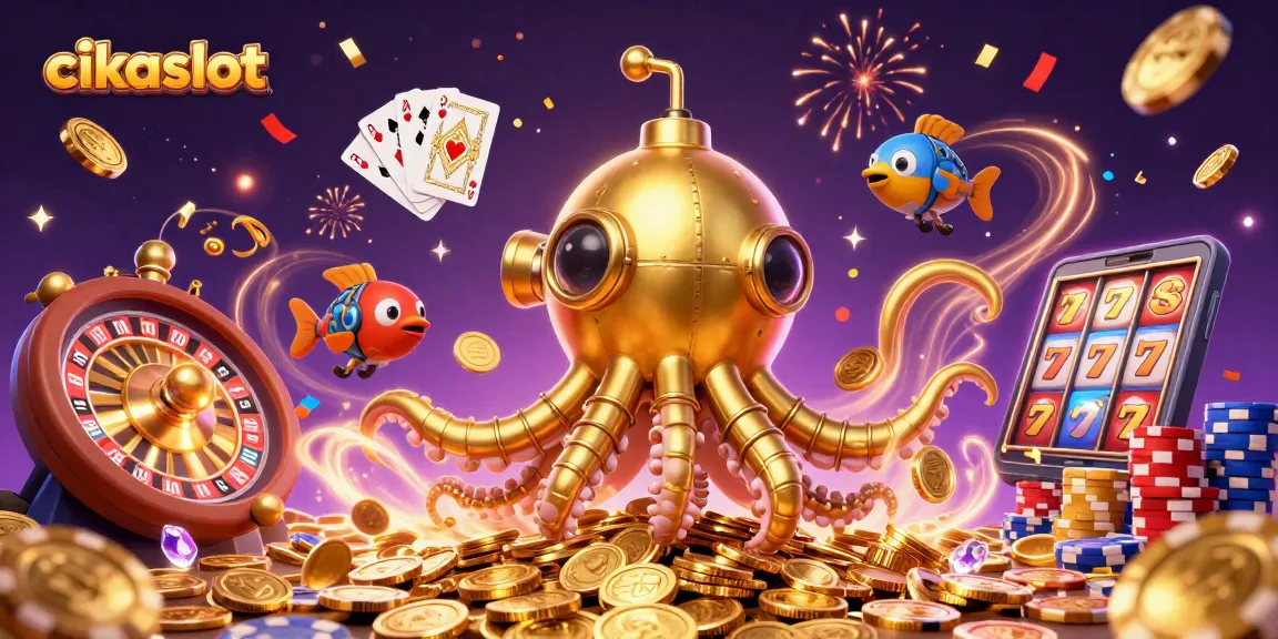 Experience thrilling wins with cikaslot in this vibrant casino illustration featuring dynamic gaming elements.