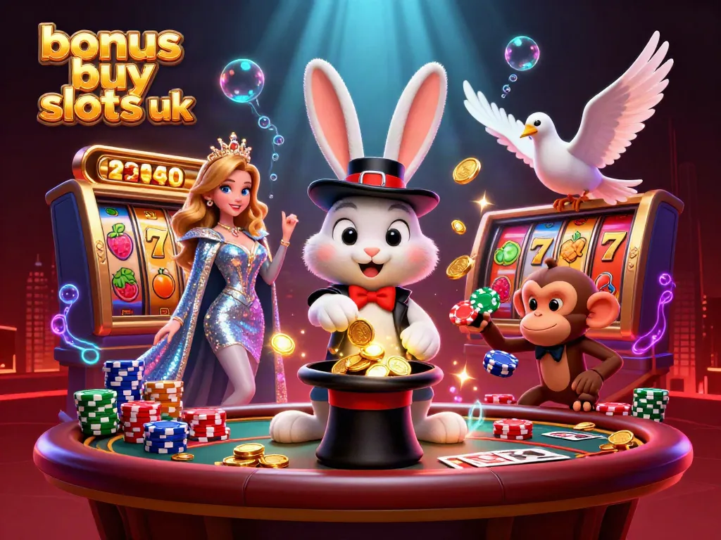 Engage with thrilling bonus buy slots UK, capturing instant features in a vibrant casino scene.