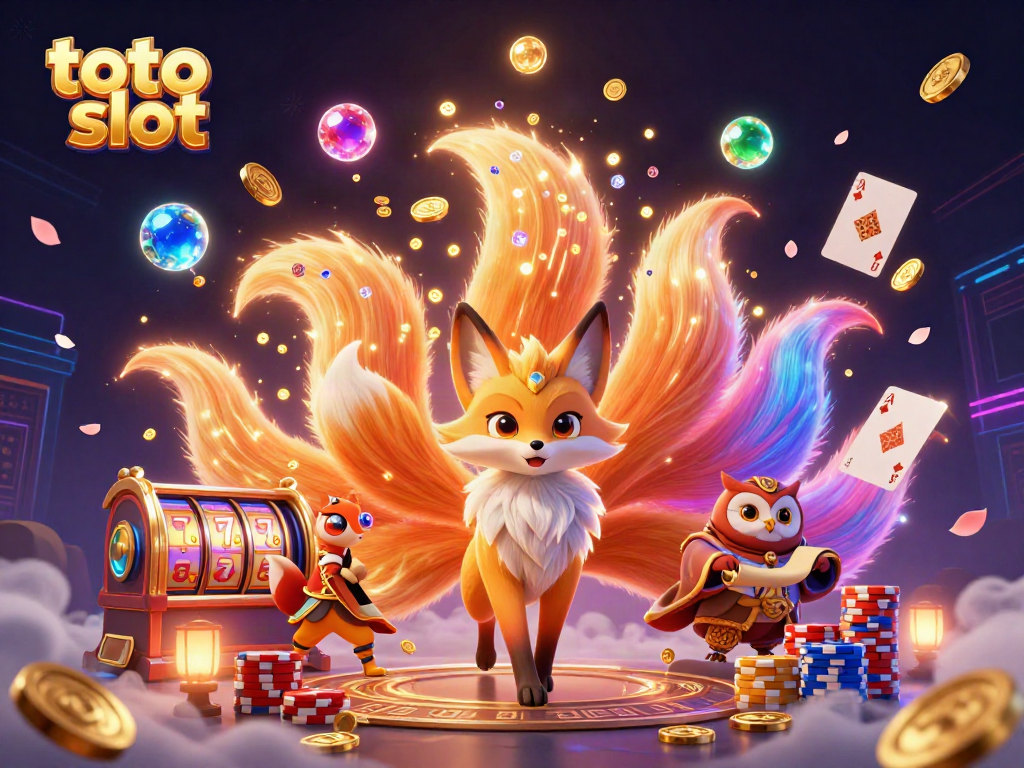 Spin the reels in the colorful toto slot experience with vibrant characters and casino elements.