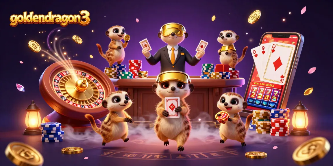 Experience the goldendragon3 slot adventures with meerkats running a lively casino operation.