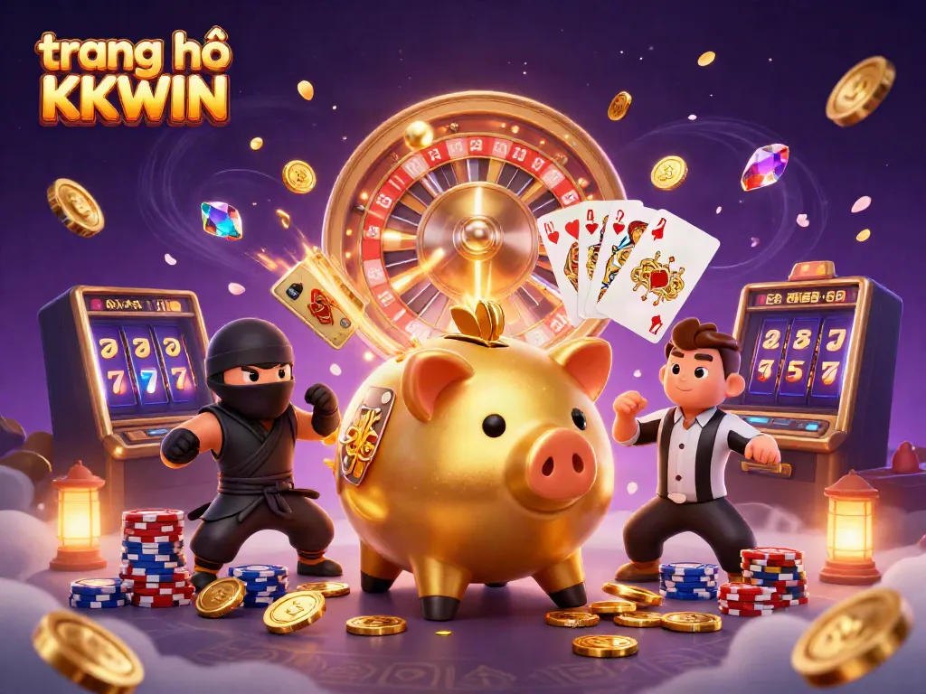 Experience the excitement of playing at trang chủ KKWIN with dynamic 3D casino characters and vibrant gaming elements.