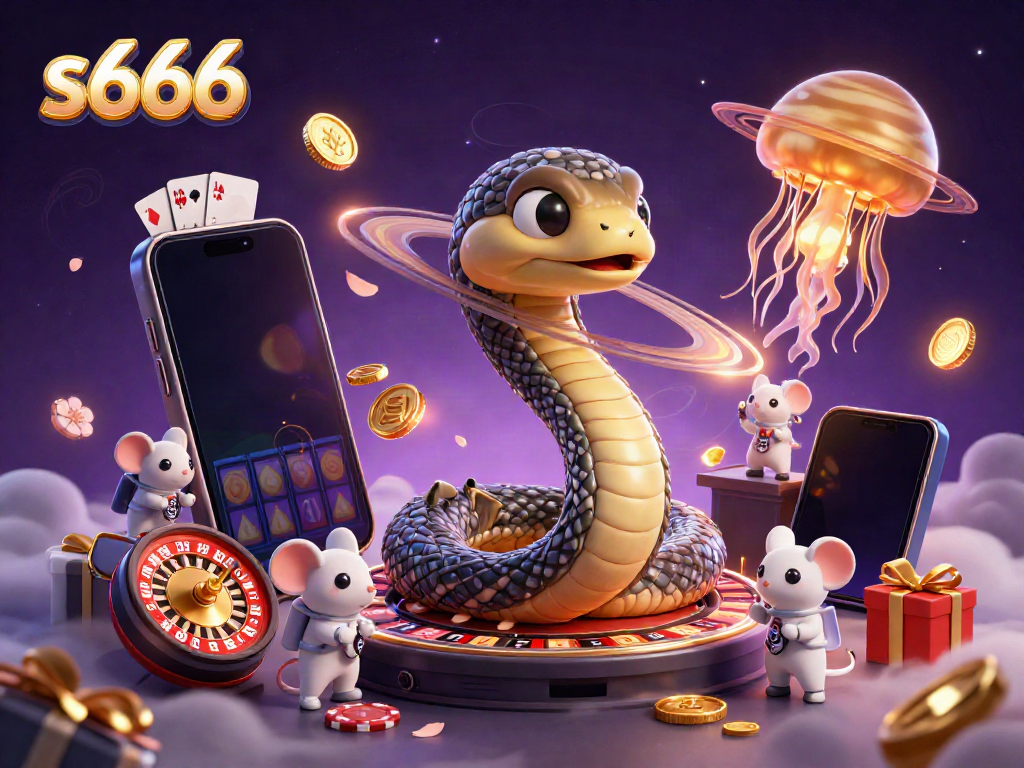 Experience thrilling bets with s666's cosmic casino featuring vibrant game elements and whimsical characters.