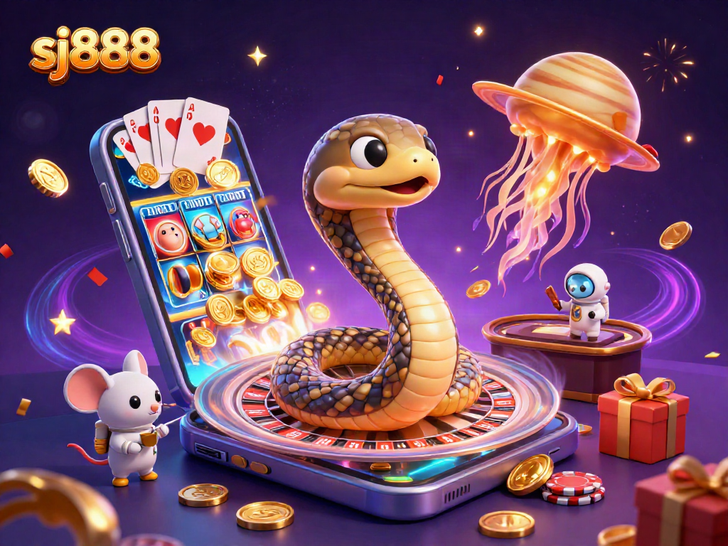 Engage with sj888's dynamic casino world featuring snake roulette and astronaut mice betting.
