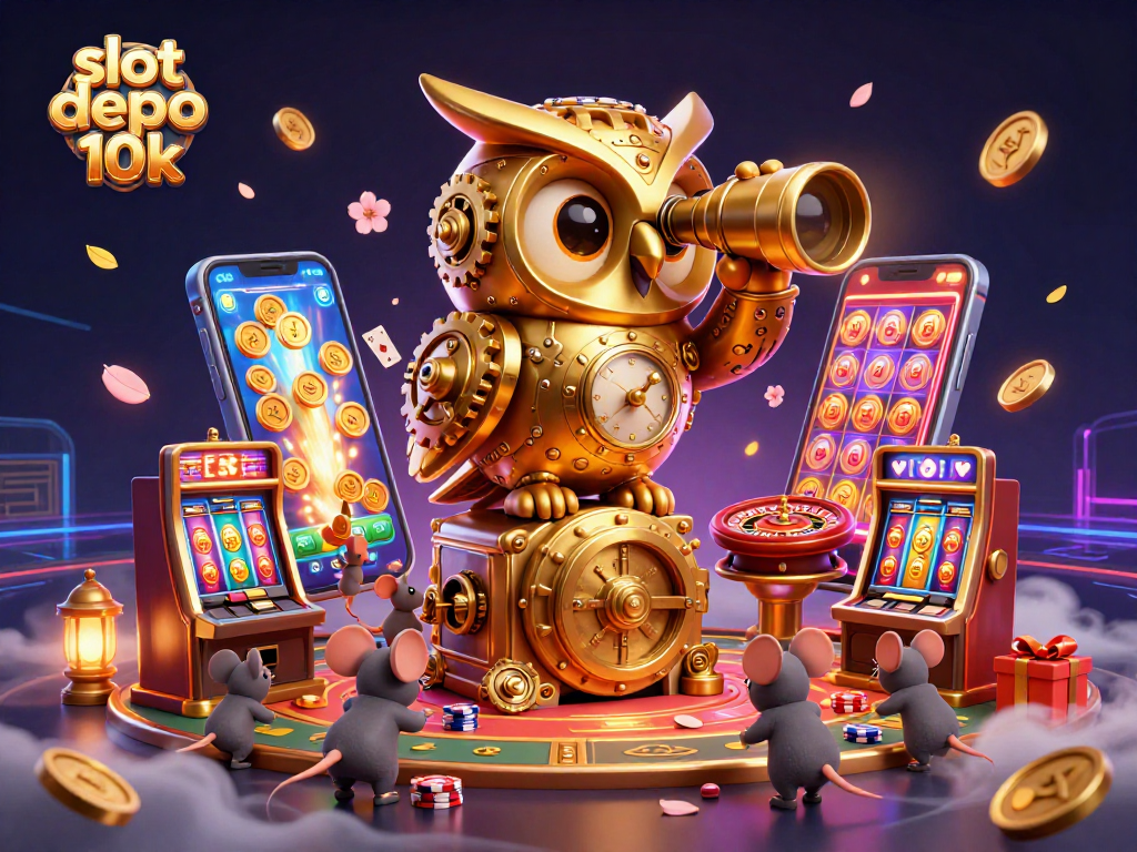 Spin your luck with slot depo 10k in this vibrant casino illustration featuring engaging gaming elements.