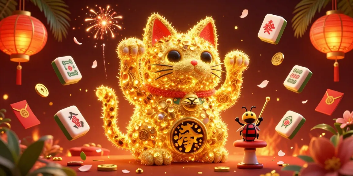 Join the excitement of Hay88 with a giant lucky cat and vibrant casino symbols under festive fireworks.