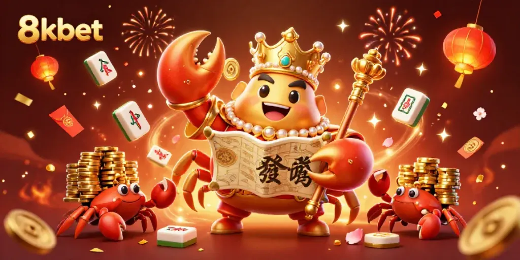 Experience vibrant gambling with 8kbet as the golden crab emperor leads the treasure hunt in an exciting casino world.