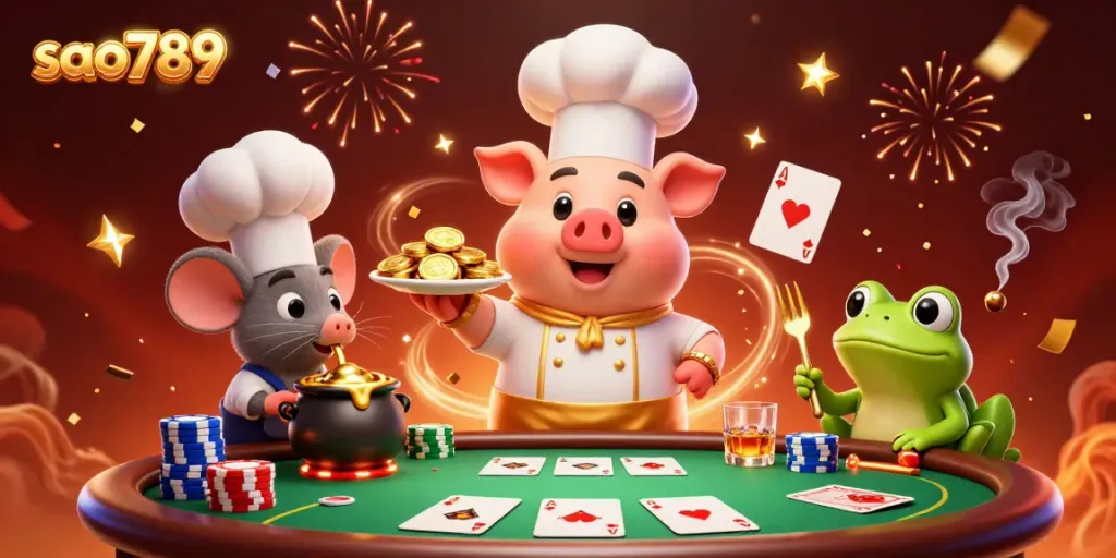 Experience vibrant gameplay and winnings at sao789 with dynamic casino characters and gold coins.