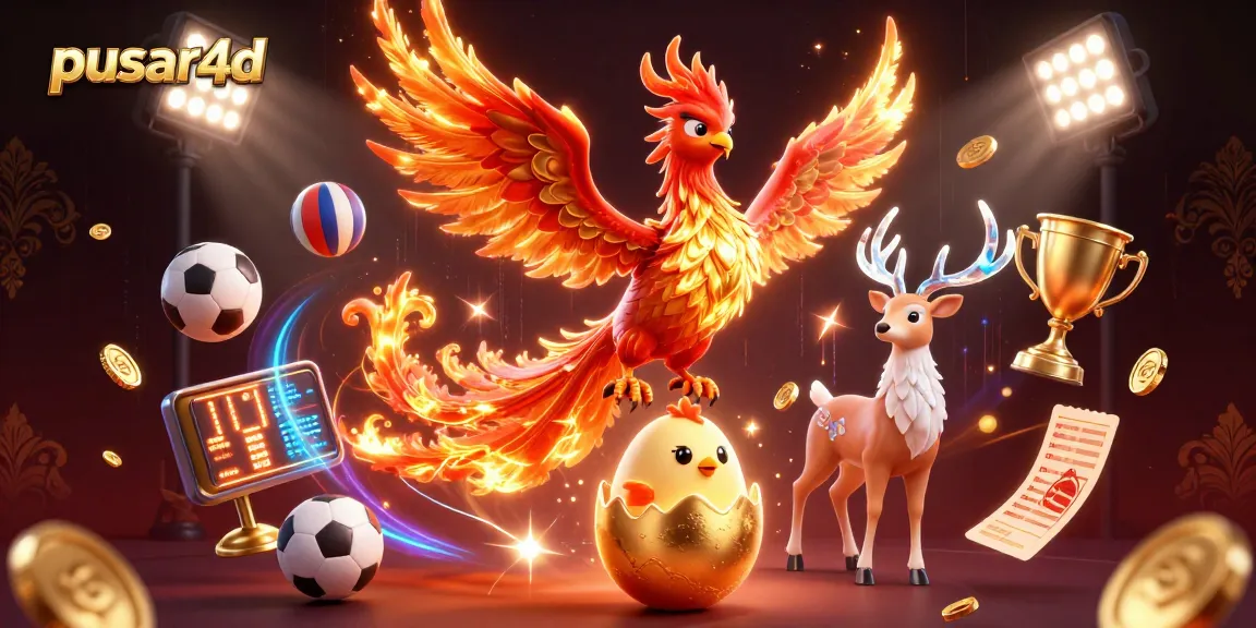 Pusar4d memimpin dunia taruhan dengan ilustrasi kartun 3D berkualitas tinggi, menampilkan phoenix berapi dan elemen permainan menarik.