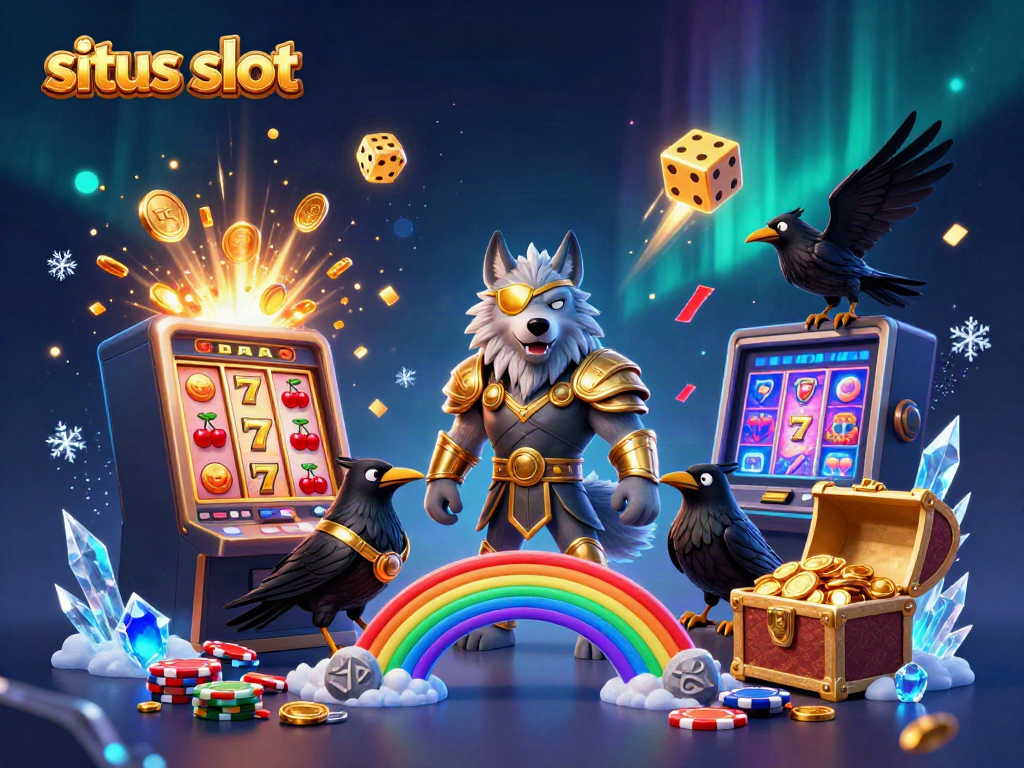 Menggandakan kemenangan di situs slot dengan simbol jackpot dan karakter mitologi Norse.