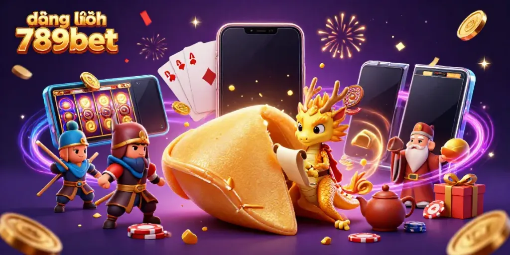 Experience the excitement with đăng nhập 789bet in this vibrant 3D casino scene featuring golden fortune cookies and gaming elements.