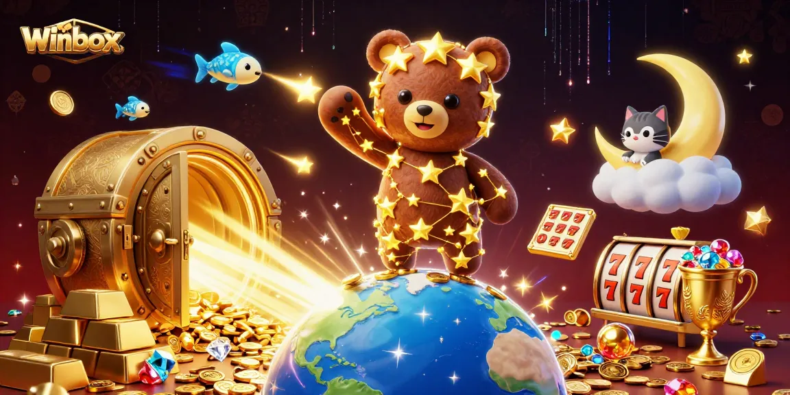 Winbox casino game scene animated with dazzling treasure and vibrant winning symbols