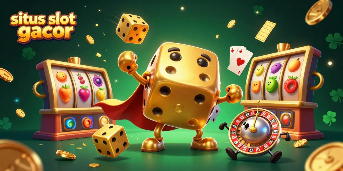 Situs slot gacor menyediakan jackpot dengan simbol buah bertaburan di sekitar gulungan slot yang berputar.