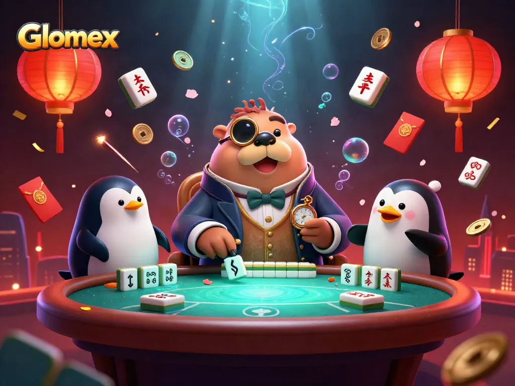 Engage in thrilling underwater poker with Glomex featuring a walrus, penguin, and a bluffing pufferfish.