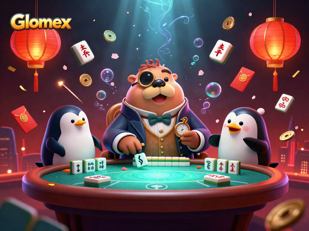 Engage in thrilling underwater poker with Glomex featuring a walrus, penguin, and a bluffing pufferfish.