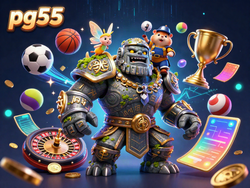 Engage with the thrilling pg55 online casino experience, featuring dynamic characters and casino elements in an enchanting scene.