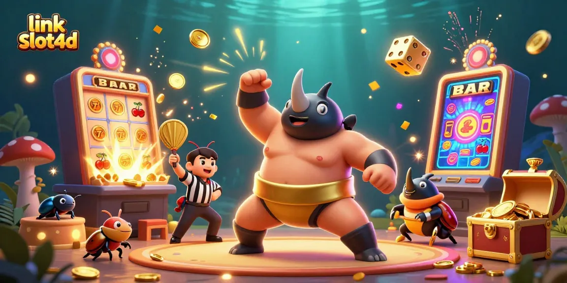 Mainkan link slot4d dengan ilustrasi juara tolak peluru kejuaraan dan simbol slot yang berkilau.