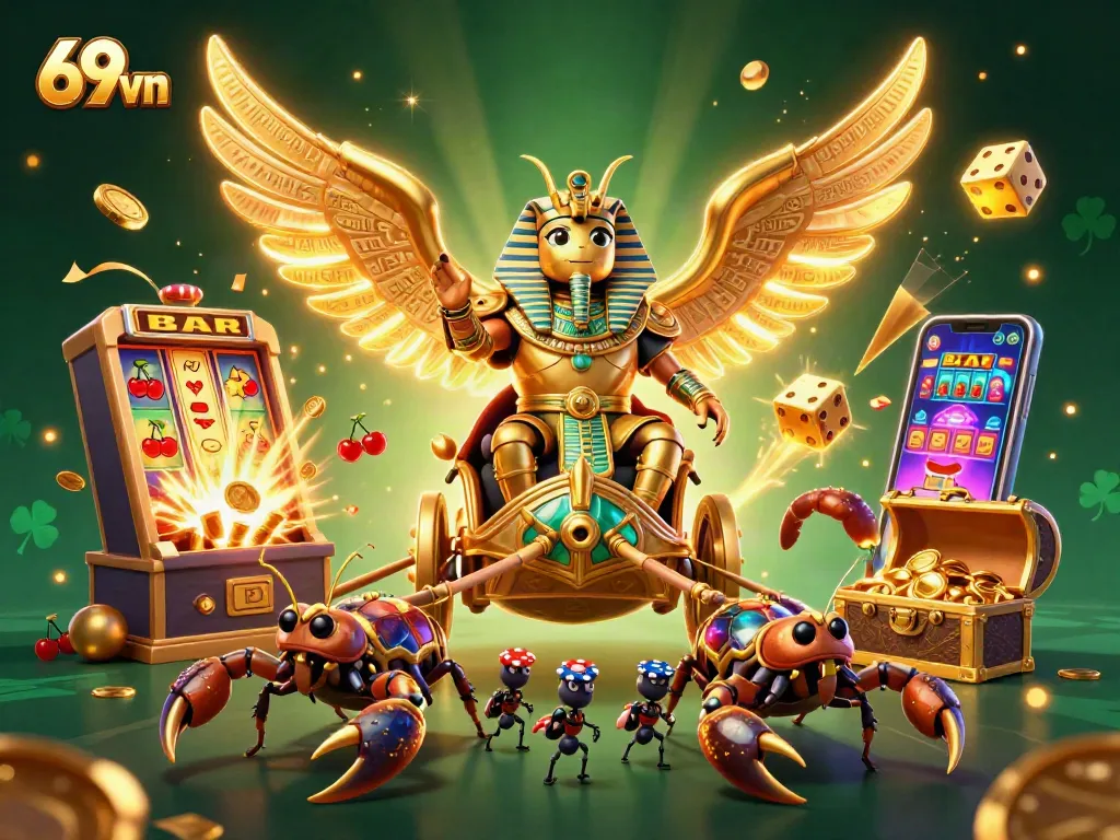 Experience thrilling gaming action at 69vn with vibrant casino characters and exciting game elements.