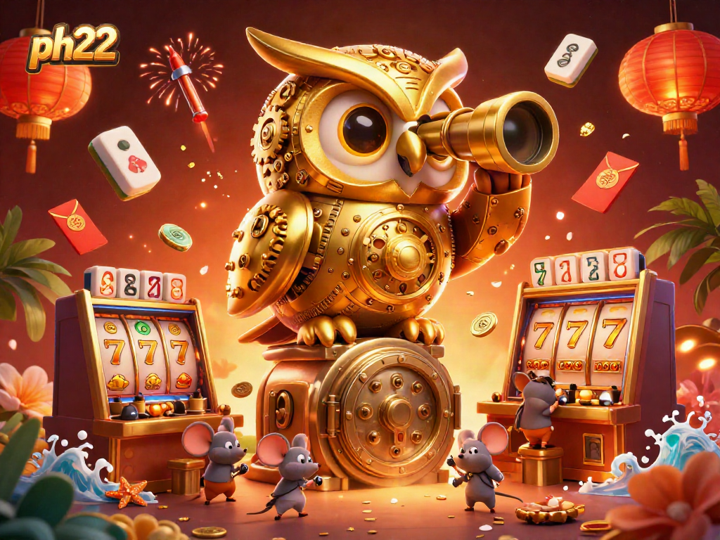 Experience the excitement of ph22 casino with a vibrant 3D illustration showcasing slots, luck, and fun.