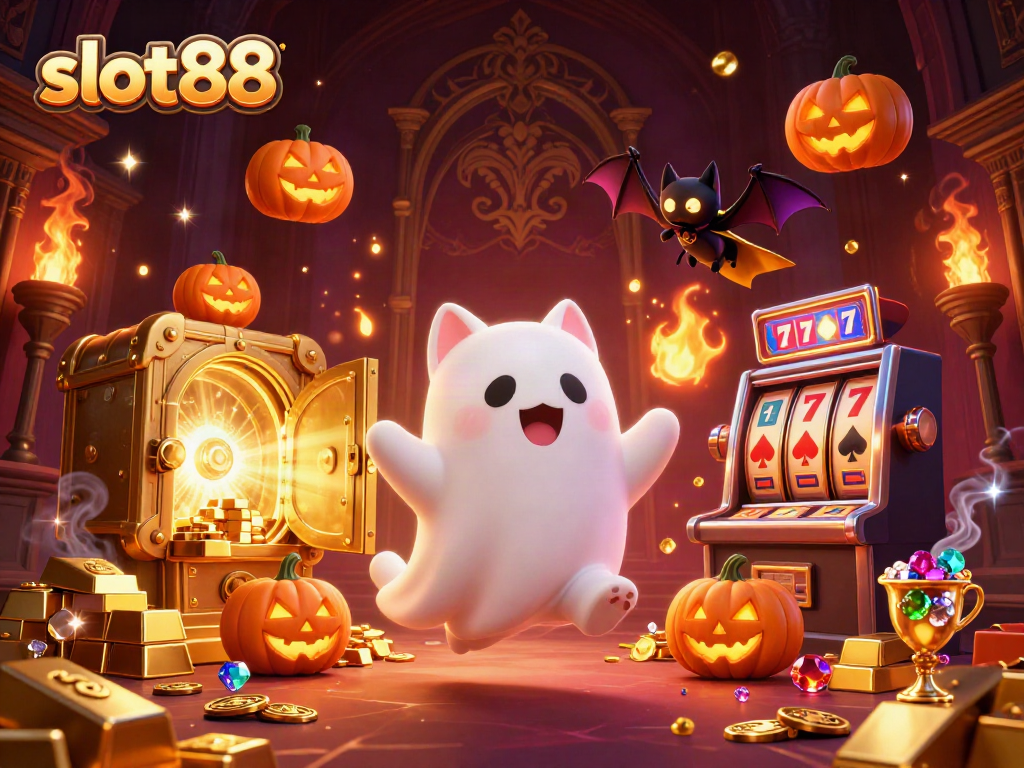 Experience the thrills of slot88 with ghost cat and treasures in a haunted casino.