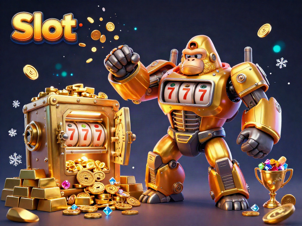 Engage with vibrant Slot themes through a golden gorilla mech and treasure explosion.