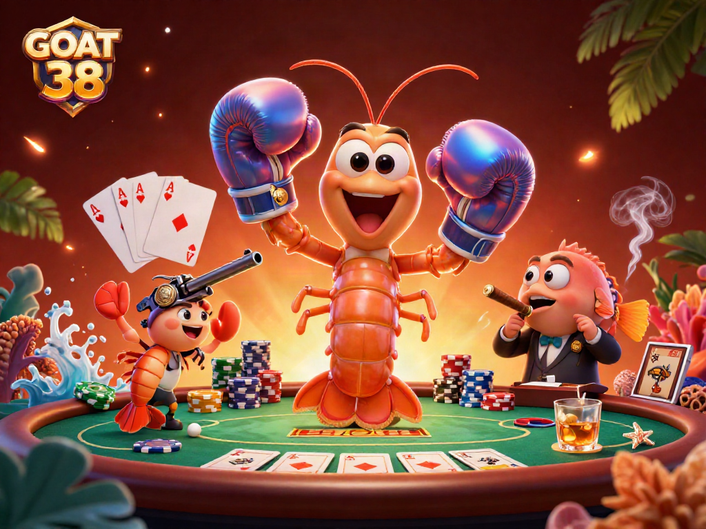 Join the fun with GOAT 38 at the thrilling poker showdown featuring vibrant characters!