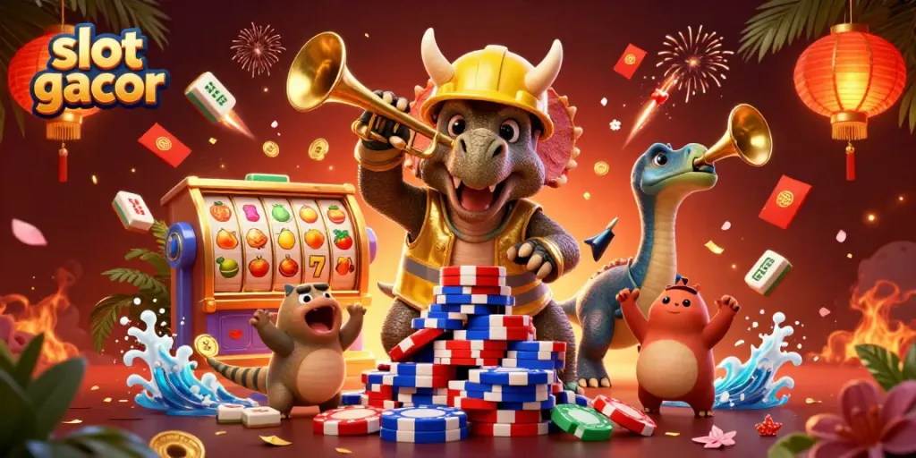 Slot gacor dengan triceratops membangun piramida chip poker di tengah keceriaan perayaan!
