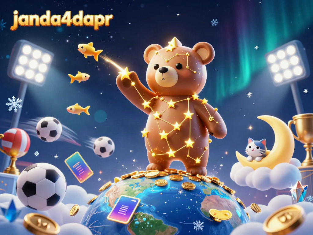 Permainan seru di janda4dapr, karakter kartun dan bola olahraga di latar belakang yang menarik.